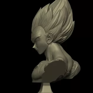 Vegeta Bust 3D Print (Scale 1/9 and 1/6) - Model thumbnail 3