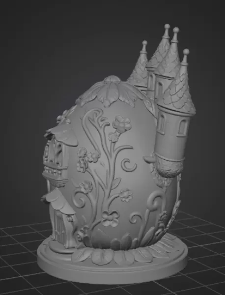 Fantasy Egg Castle House - STL File 3D Printable - Model preview 8