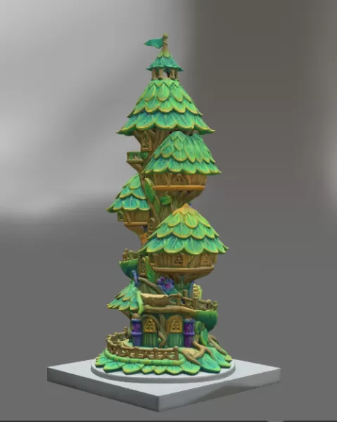 Advertising Enchanted Spiral Tree Tower STL File 3D Printable Fa - Model preview 5