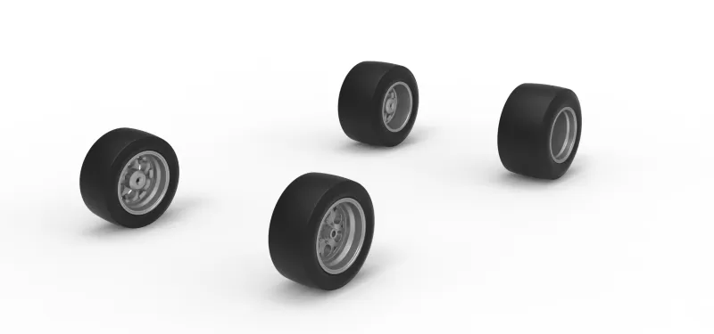 Wheel Set of Experimental Pavement Silver Crown Car Scale 1:25 - Model preview 2