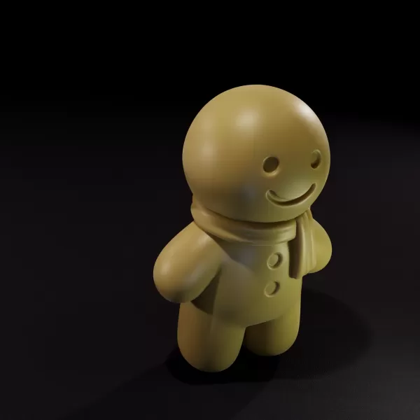 Cute Winter Gingerbread Character Figurine - Model preview 2