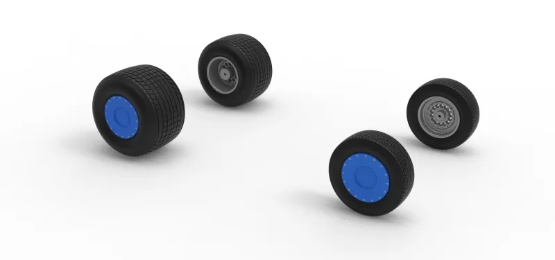 Wheel Set of Vintage Dirt Silver Crown Car Scale 1:25 - Model preview 11