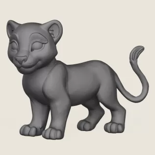 Lion Cub Print Ready 3D Model