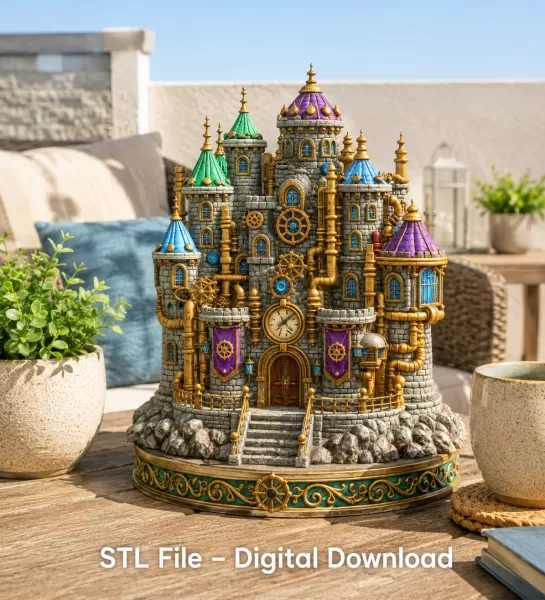 Steampunk Fantasy Castle STL File for 3D Printing - Model preview 2