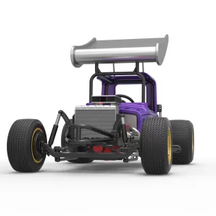 Vintage Winged Supermodified stock car for Dirt Scale 1:25 - Model thumbnail 6