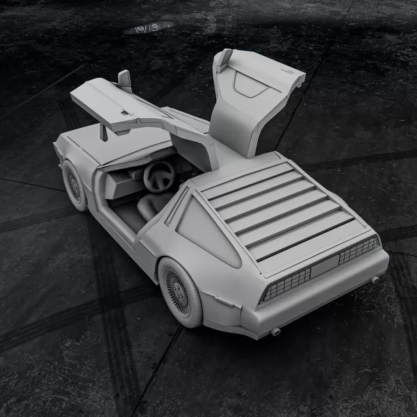 DMC DeLorean with Open Doors – 3D Printable Car Model - Model preview 3