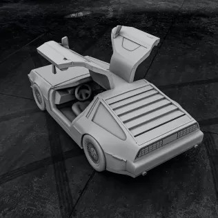 DMC DeLorean with Open Doors – 3D Printable Car Model - Model thumbnail 3