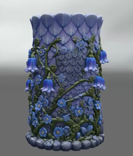 Enchanted Dragon Flower Tower Vase - Model preview 10
