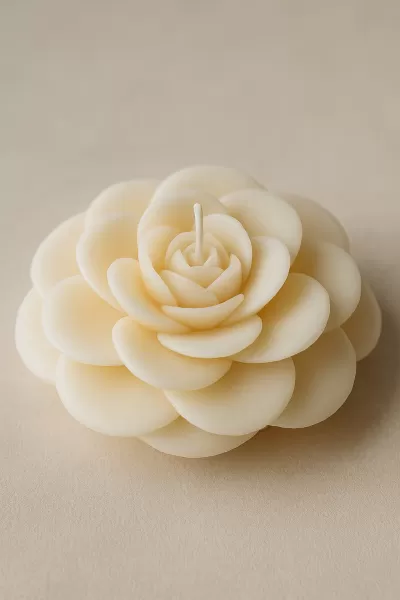Cream Camellia Blossom Candle - Model preview 1
