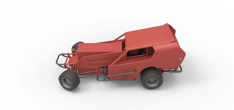 Vintage Dirt Modified stock car Version 4 while turning 1:25 - Model preview 10