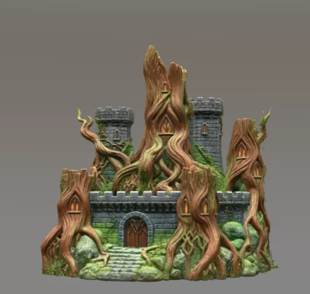 Fantasy Tree Fortress STL File for 3D Printing - Model preview 3