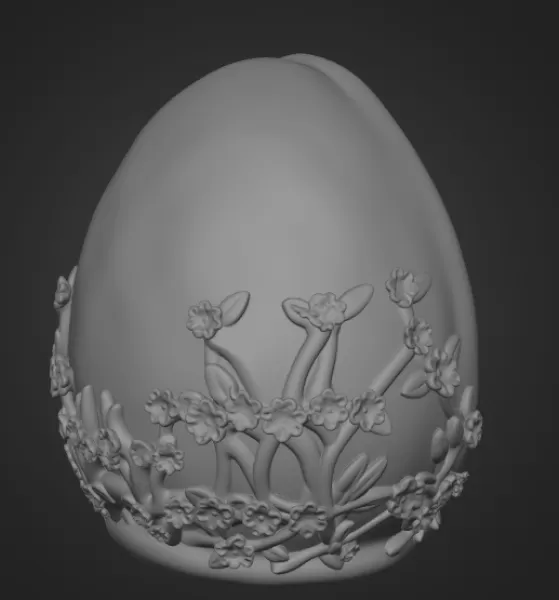 Floral Fantasy Egg House - STL File 3D Printable - Model preview 11