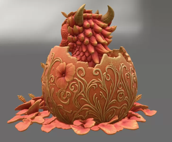 Hibiscus Hatchling Dragon STL File for 3D Print - Model preview 10