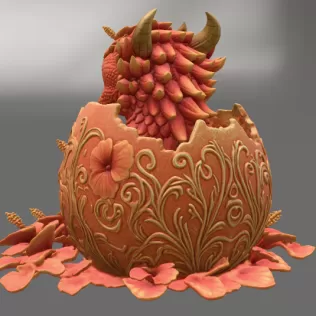 Hibiscus Hatchling Dragon STL File for 3D Print - Model thumbnail 10