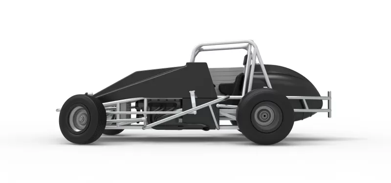 Vintage Dirt Silver Crown Car while turning Scale 1:25 - Model preview 9