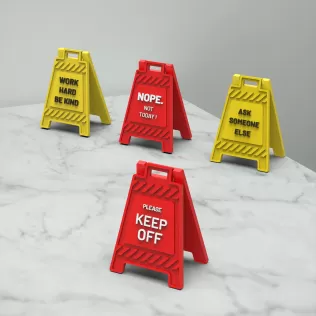 Funny Office Desk Signs, 3D Mini Floor Sign Set, 4 pcs. - Model thumbnail 2