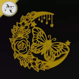 Butterfly on the Moon - 2D Wall Art Decor