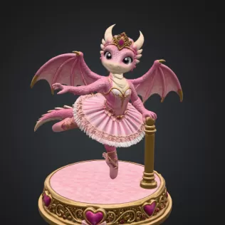 Ballerina Dragon Princess STL File for 3D Printing - Model thumbnail 3