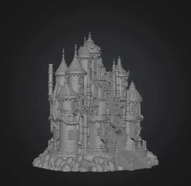 Steampunk Fantasy Castle STL File for 3D Printing - Model preview 11