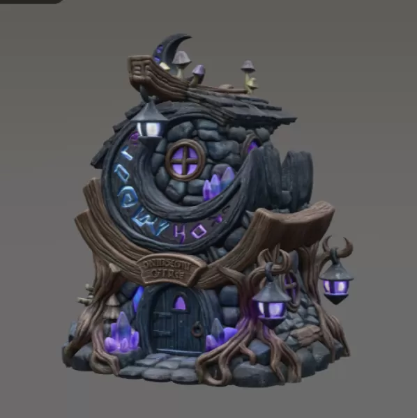 Moonlit Mystic Cottage STL File for 3D Print - Model preview 6