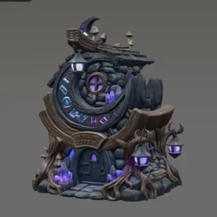 Moonlit Mystic Cottage STL File for 3D Print - Model thumbnail 6