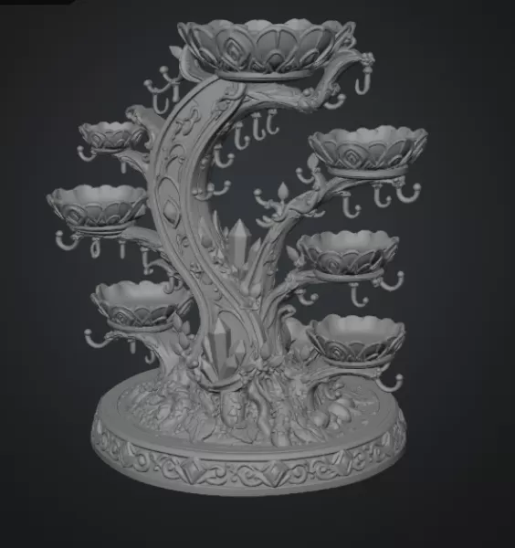Enchanted Crystal Jewelry Tree STL File for 3D Print - Model preview 15