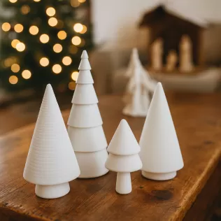 Minimal Christmas Tree Decor Set | 4 pcs Modern Holiday Trees - Model thumbnail 5