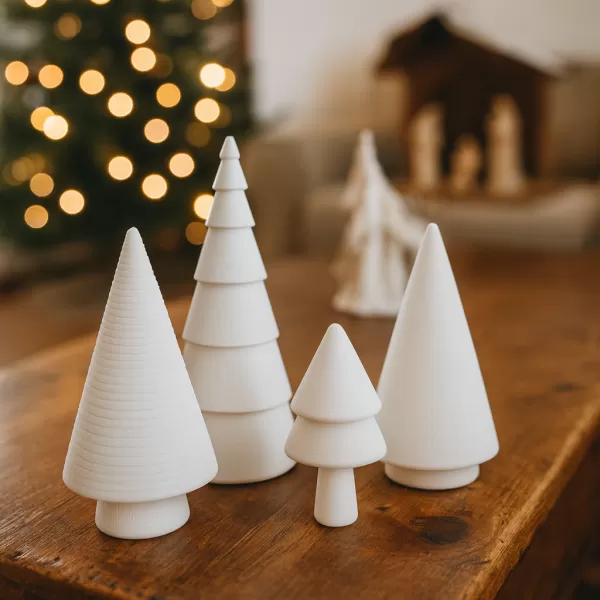 Minimal Christmas Tree Decor Set | 4 pcs Modern Holiday Trees - Model preview 5