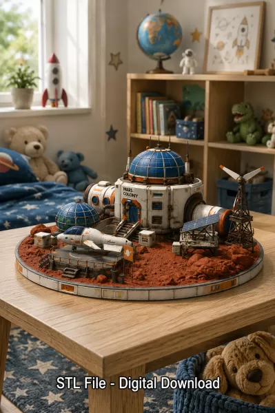 Mars Colony Command Base STL File for 3D Print - Model preview 1