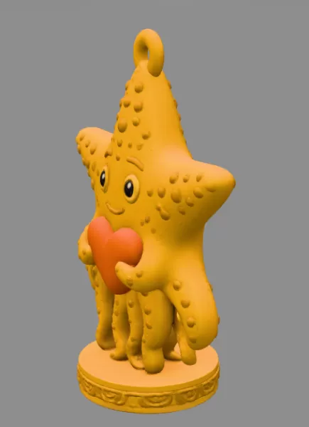 Cute Starfish with Heart – 3D Printable STL File - Model preview 4