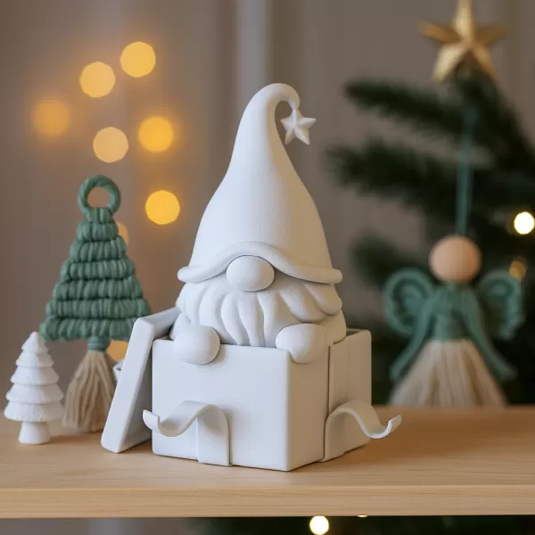 Christmas Gnome in Gift Box | Cute Holiday Figurine - Model preview 4