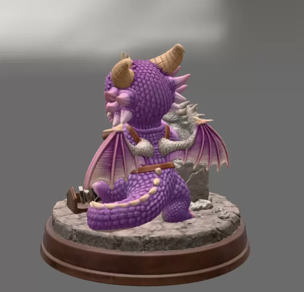 Cute Dragon Sculptor STL File for 3D Printing - Model preview 5