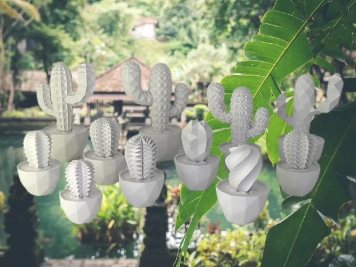 Mini Desk Cactus Plant - 3D Printed Home Decor 3D Printing Model - Threeding