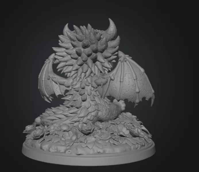 Cute Flower Dragon STL File 3D Print - Model preview 9