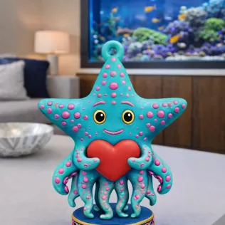 Cute Starfish with Heart – 3D Printable STL File - Model thumbnail 2
