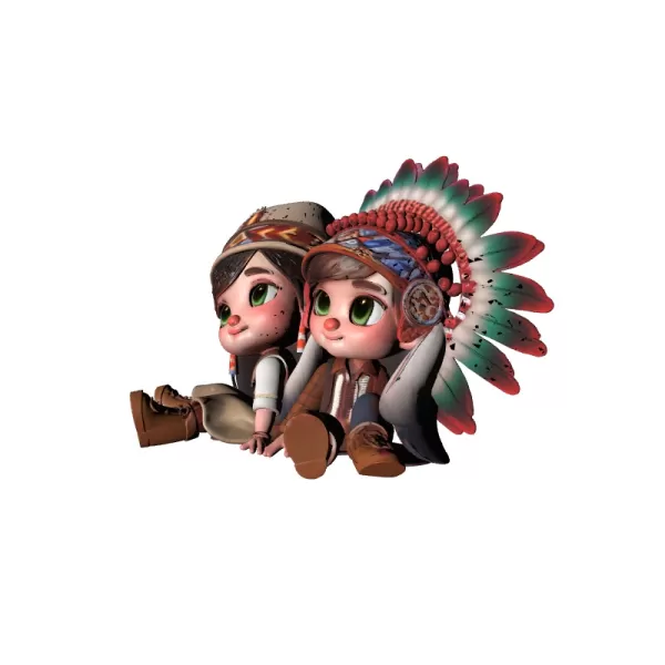 Sad Apache Kids 3D Model - Model preview 5