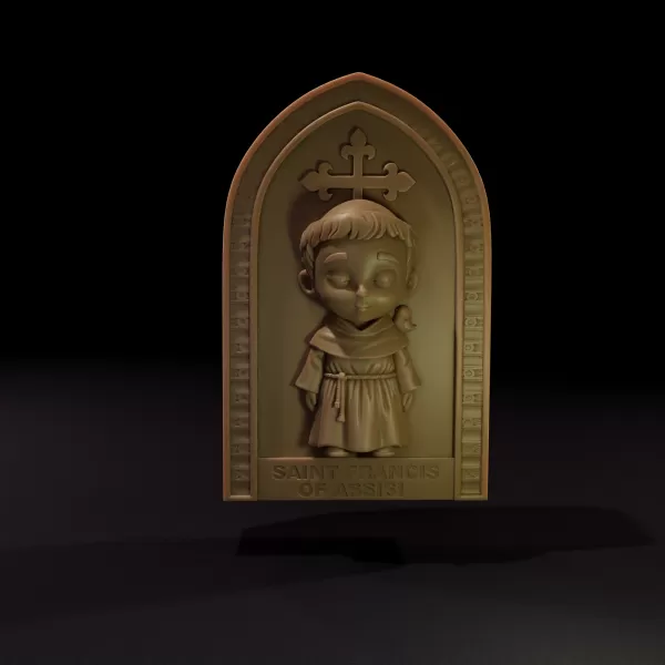 Chibi Style Saint Francis of Assisi - 3D Printable Model - Model preview 2