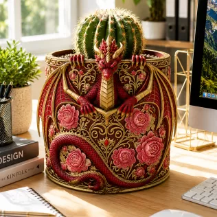 Ruby Rose Dragon Planter STL File for 3D Print - Model thumbnail 4