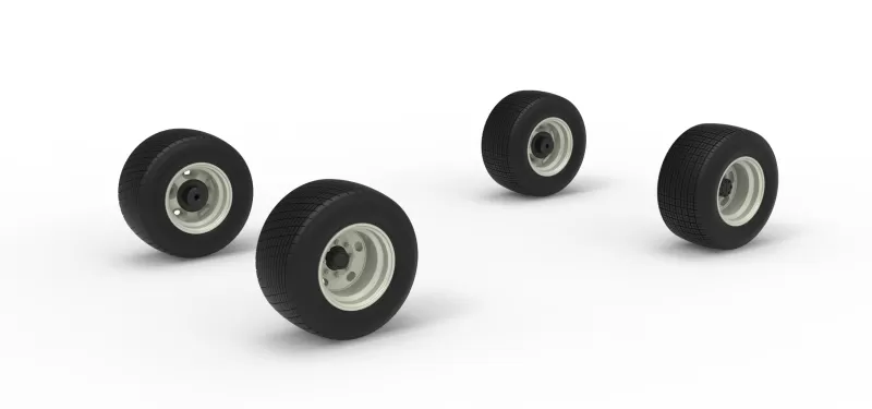 Wheel Set of Vintage Semi-Late Model Stock Car Scale 1:25 - Model preview 1