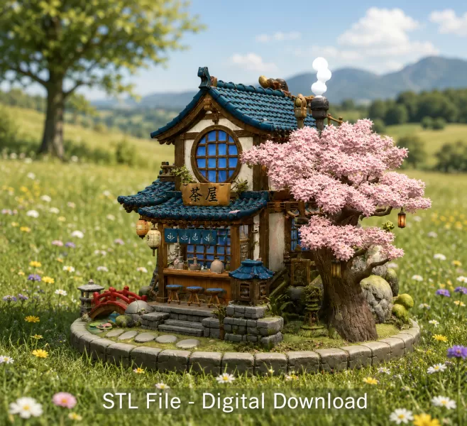 Japanese Tea House STL File for 3D Print - Model preview 3