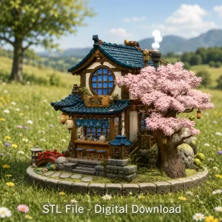 Japanese Tea House STL File for 3D Print - Model thumbnail 3