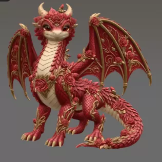 Crimson Rose Dragon STL File for 3D Print - Model thumbnail 6