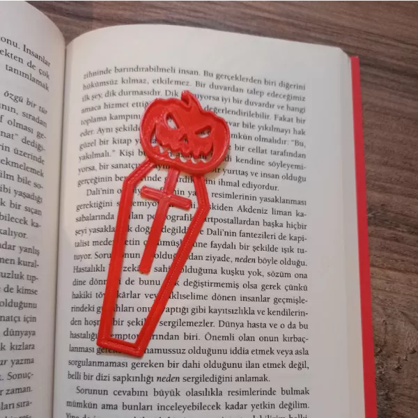 Halloween Pumpkin BookMark, Cute BookMark 3D STL File, Halloween - Model preview 1
