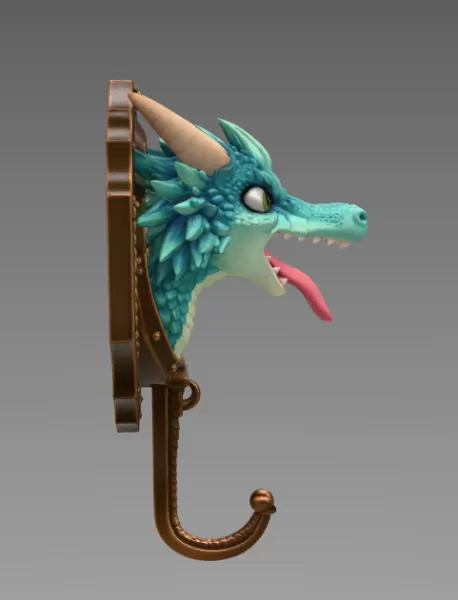 Dragon Wall Hook – STL File for 3D Printing - Model preview 6