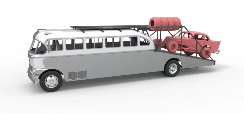 Vintage Transporter truck for Race car Version 8 Scale 1:25 - Model preview 1
