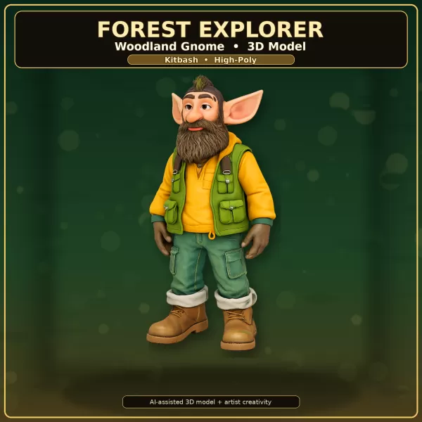 Woodland Gnome Character Collection – High-Poly Kitbash 3D Model - Model preview 2