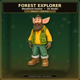 Woodland Gnome Character Collection – High-Poly Kitbash 3D Model - Model thumbnail 2