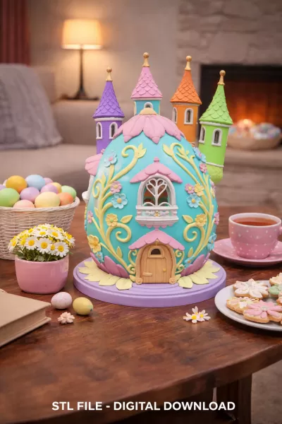 Fantasy Egg Castle House - STL File 3D Printable - Model preview 1