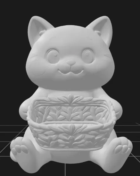 Cute Cat Holding a Gift Basket - Model preview 2