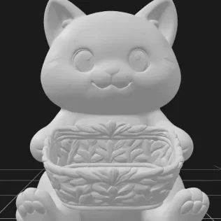 Cute Cat Holding a Gift Basket - Model thumbnail 2